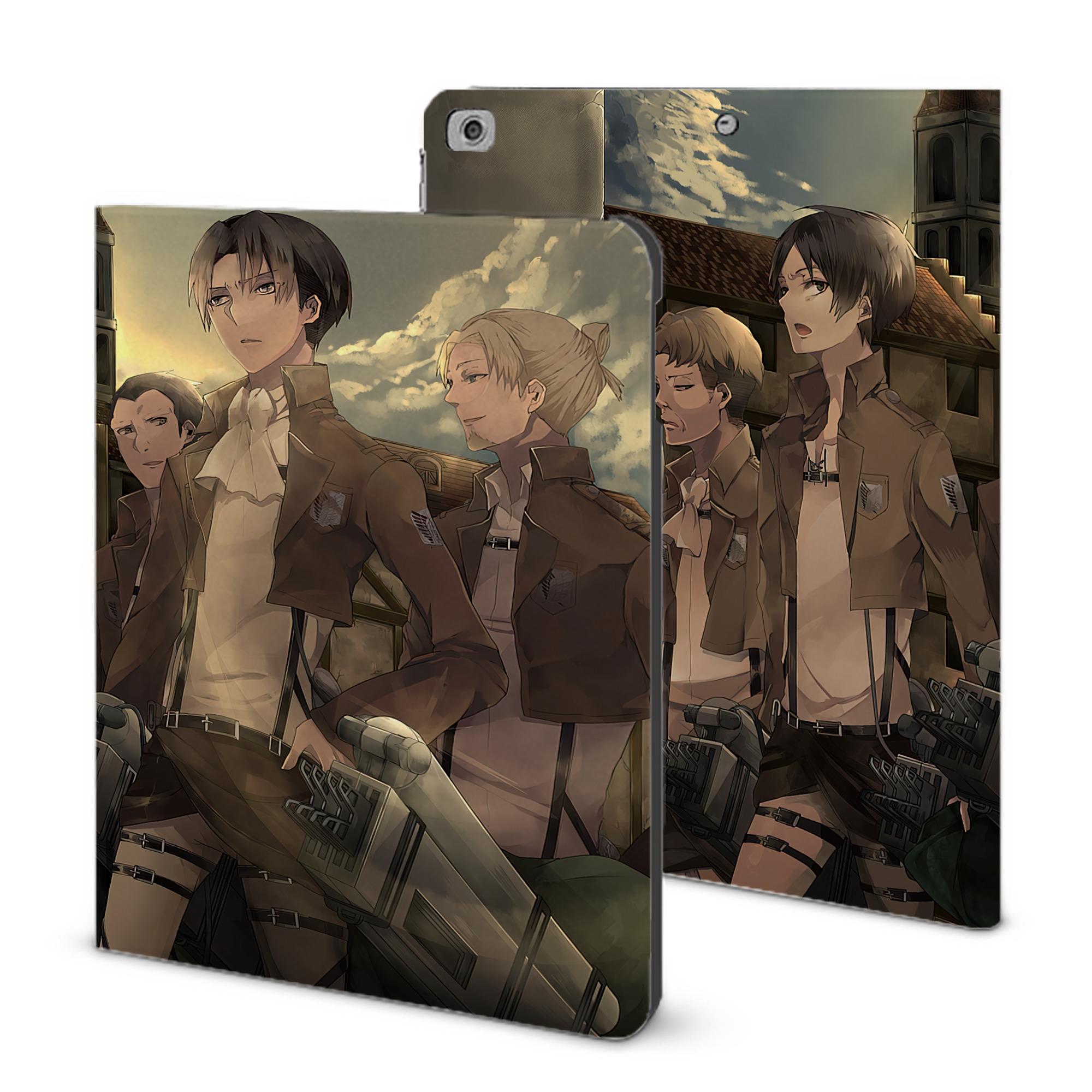 （画像用） 進撃の巨人 Attack on Titan IPad ケース ブック型 PUレザー TPU 耐衝撃 軽量 薄型 ペン収納なし 全面保護 IPad 各モデル対応
